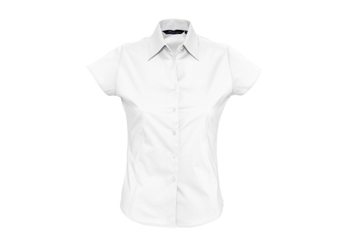 Dames stretch hemd met korte mouw, 140g/m² (L630)
