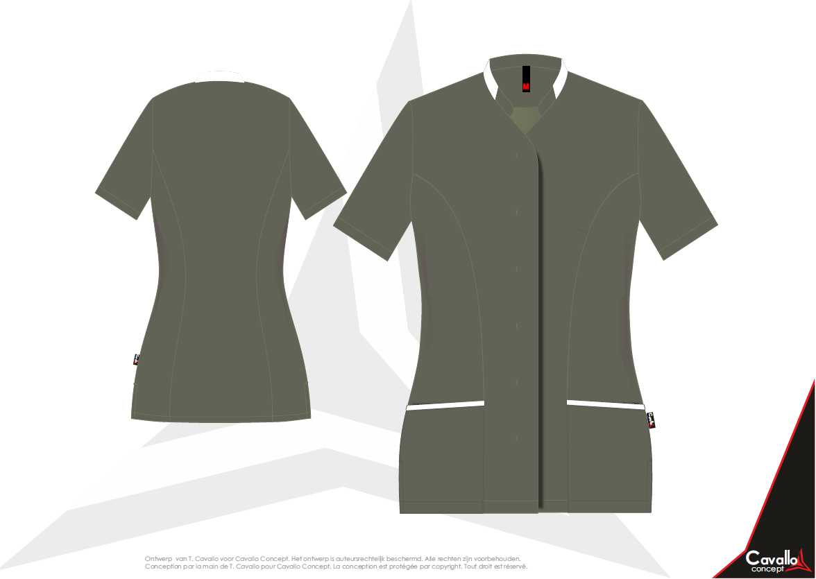 Custom made zorgkleding - Lisa Color - Stijlvol getailleerd vest met opgaande naden aan voor en rugzijde Afgewerkt met kleurcontrast Custom made – productie op aanvraag. Verschillende kleuren, kwaliteiten en opties zijn mogelijk