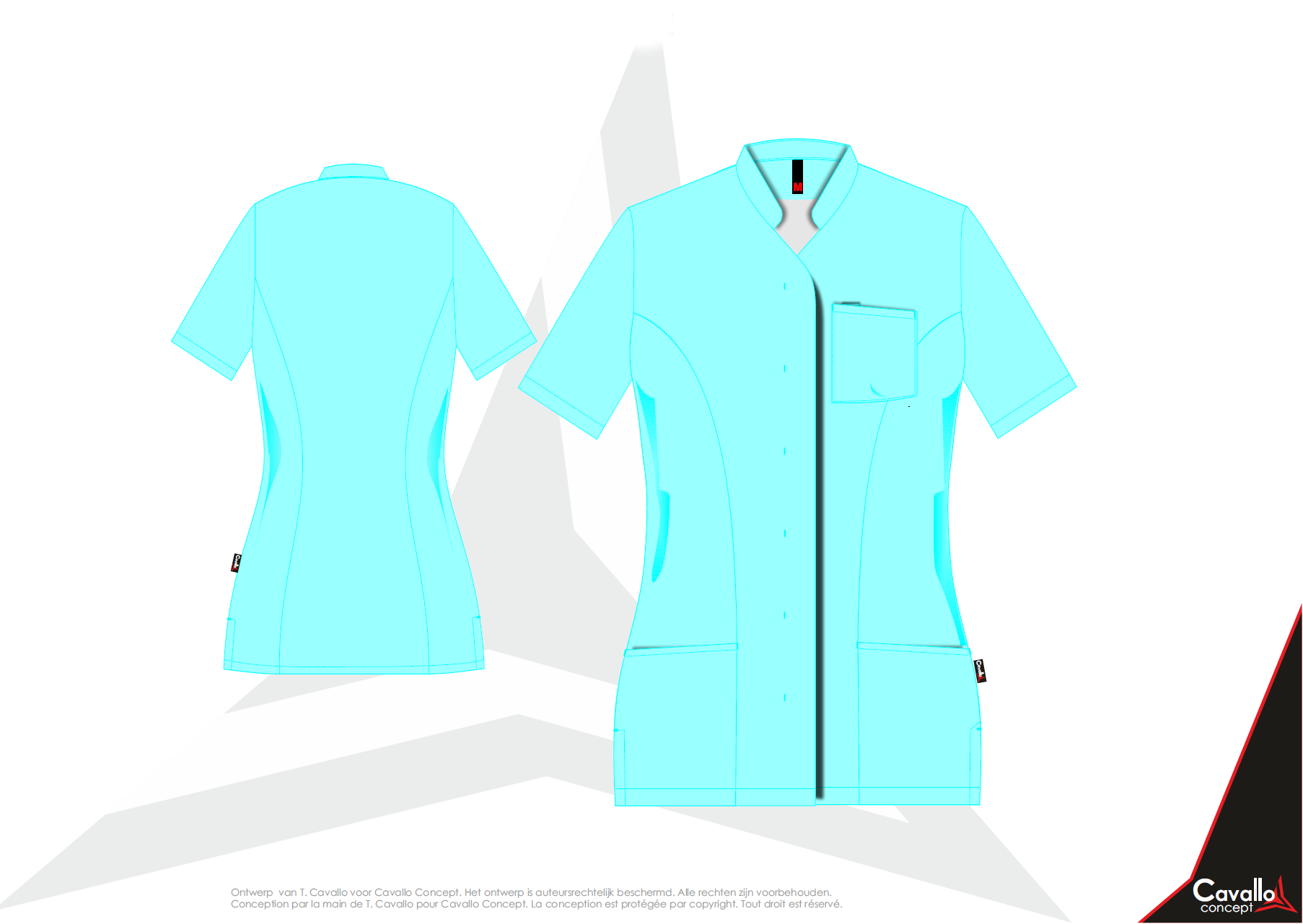 Custom made zorgkleding - Lisa Color - Stijlvol getailleerd vest met opgaande naden aan voor en rugzijde Afgewerkt met kleurcontrast Custom made – productie op aanvraag. Verschillende kleuren, kwaliteiten en opties zijn mogelijk